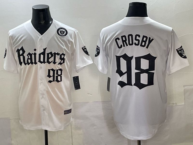 Men 2025 Oakland Raiders 98 Crosby white 6th generation Joint Name Nike Limited NFL Jersey style 06